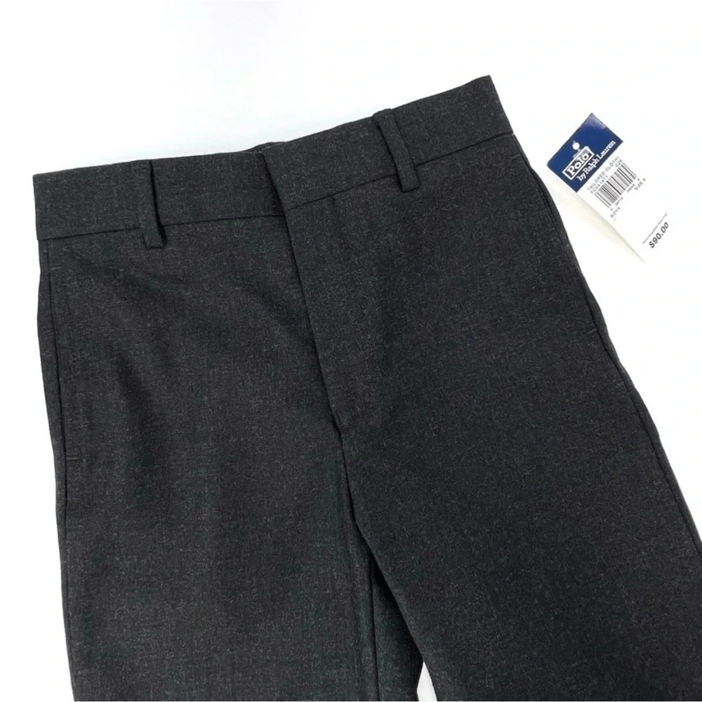 Polo Ralph Lauren Boys Dress Pants Size 5 Charcoal Gray Wool Unhemmed New NWT
